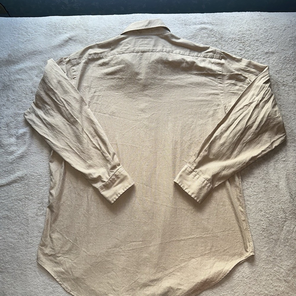 Vintage Polo Ralph Lauren Andrew Shirt Mens XL 16.5 34/35 Beige Tan Woven Cotton - Picture 9 of 9